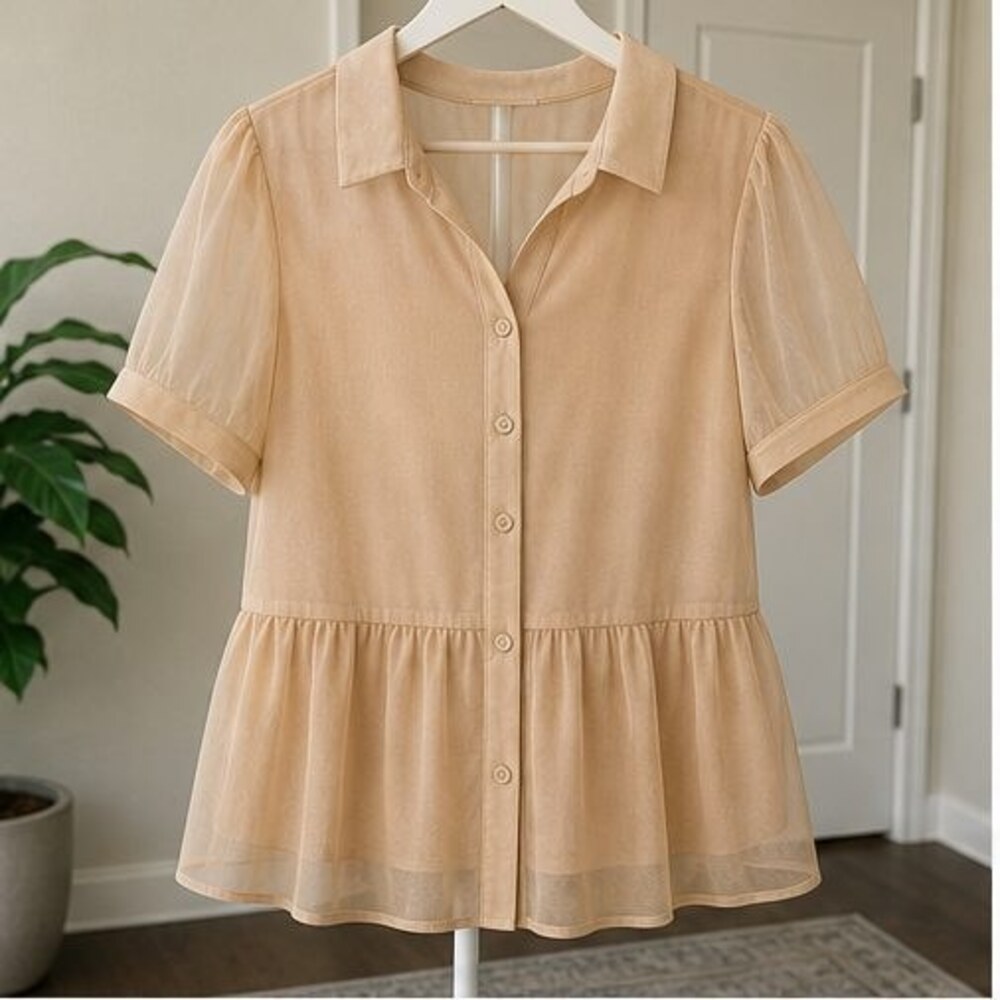 Camel Peplum Top